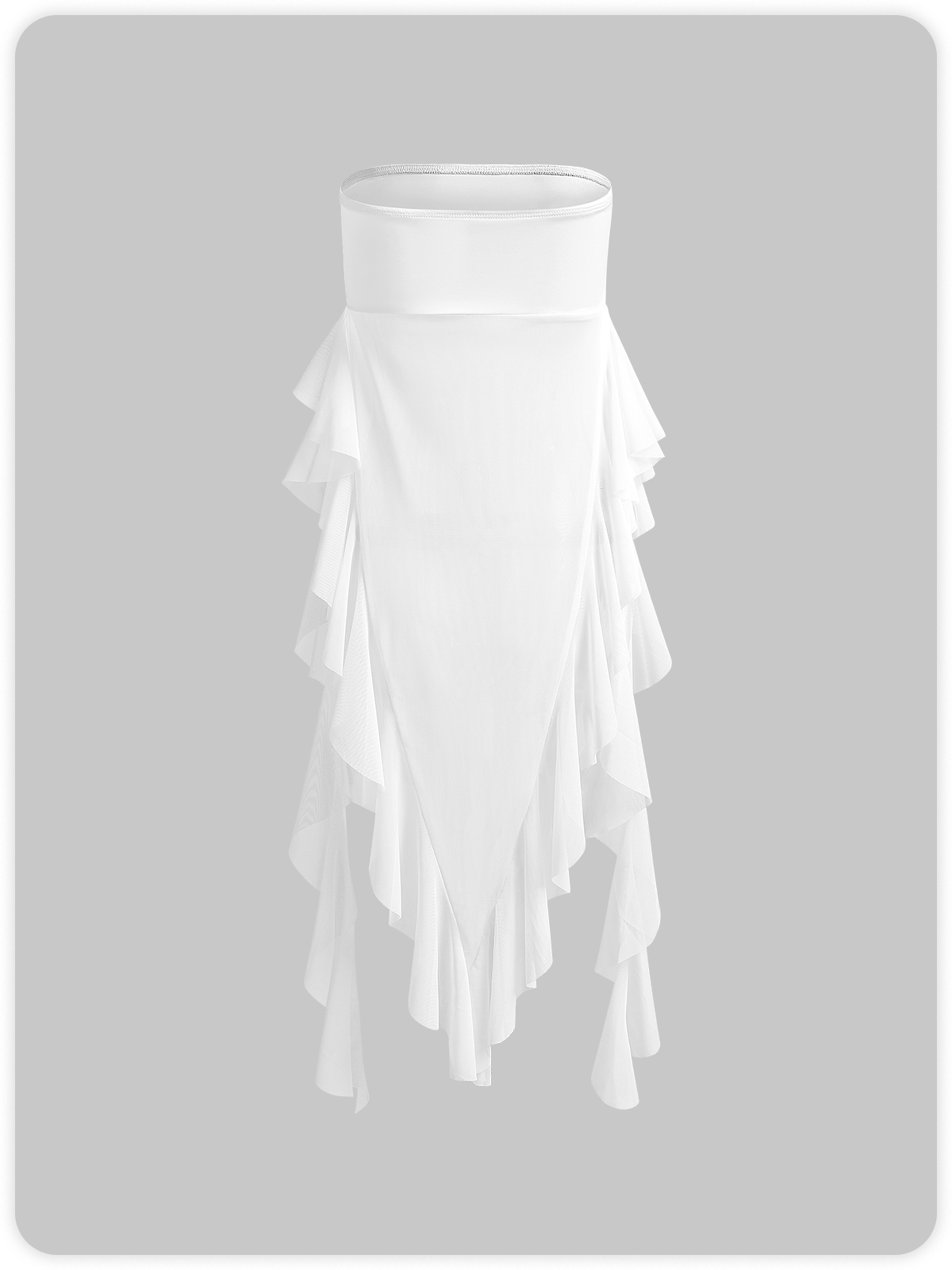 Side Slit Ruffles Strapless Plain Tube