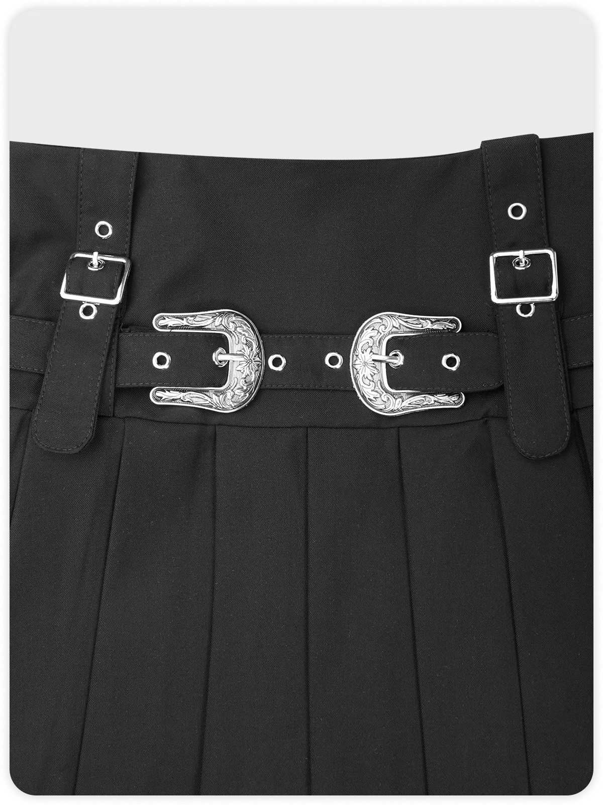 Belt Pleated Plain Short Skirt