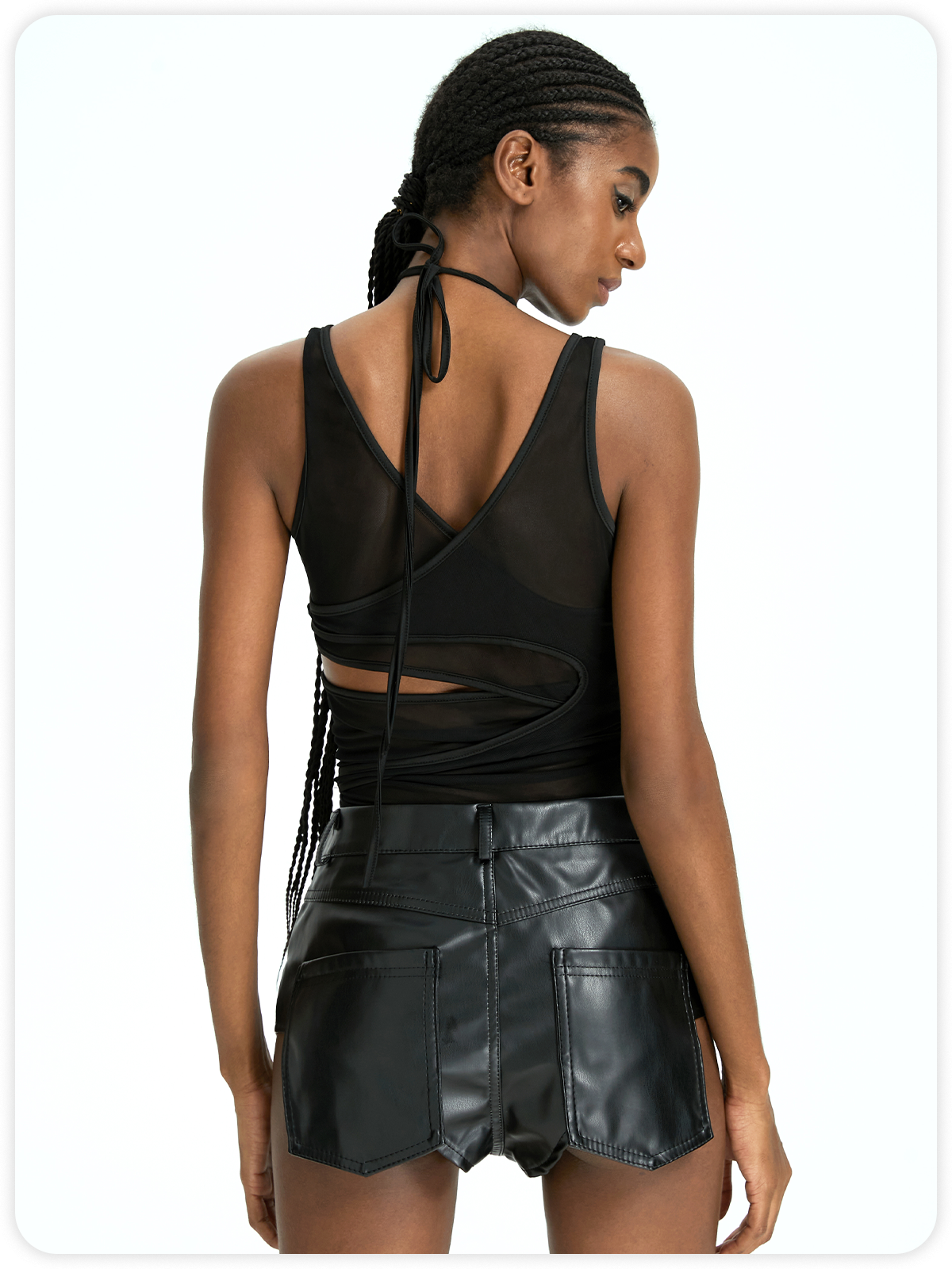 Street Black Multi way to wear Mesh Asymmetrical Bodysuit