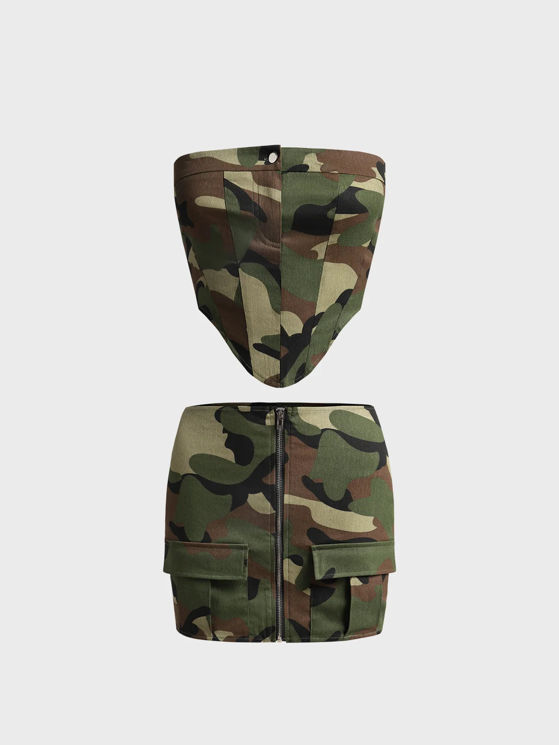 Tight Street Camo Strapless Two-Piece Set