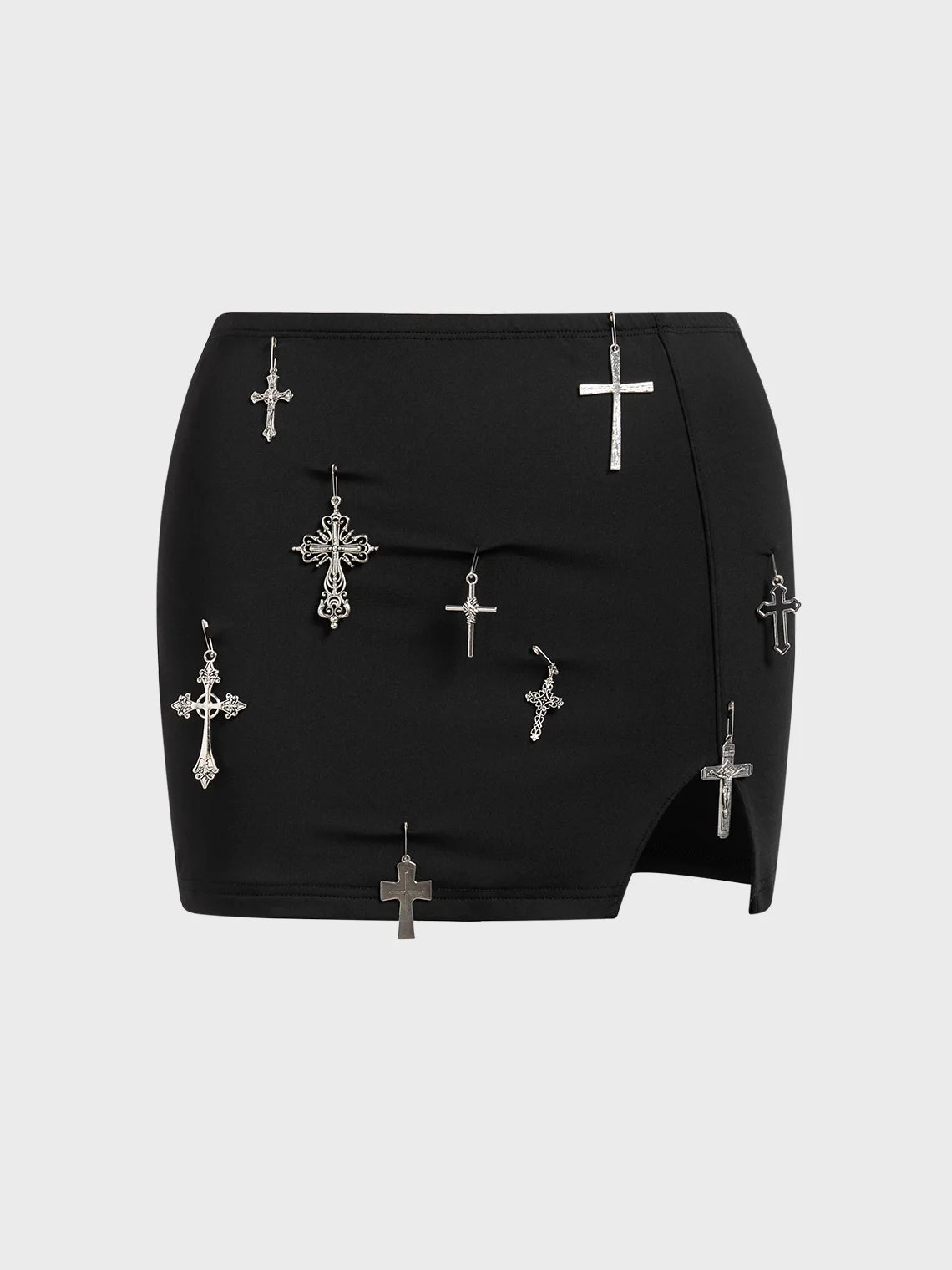 DIY CrossMetal Detail Short Skirt