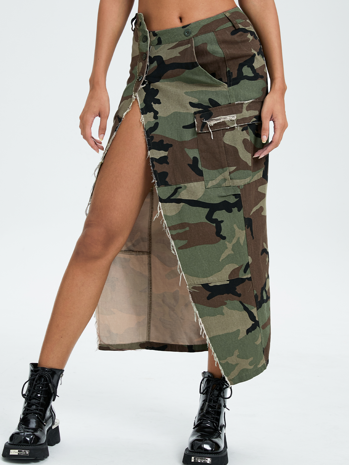 Street Army Green Slim Bottom Skirt