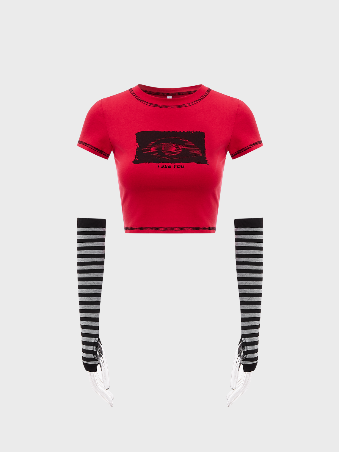 Punk Red Letter Tiered Design Halloween Top T-Shirt