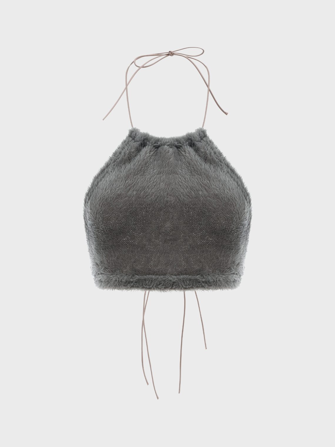 Y2K Gray Sherpa Halter Top Tank Top & Cami