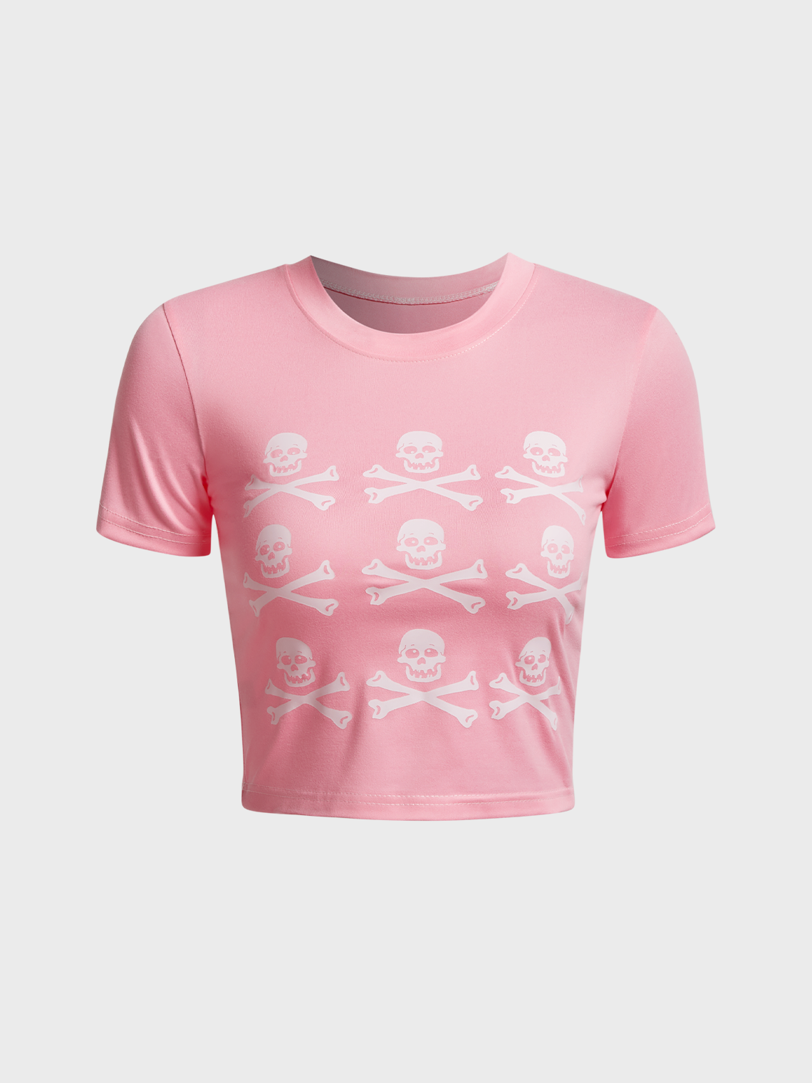 Y2k Pink Skull Basic Top T-Shirt