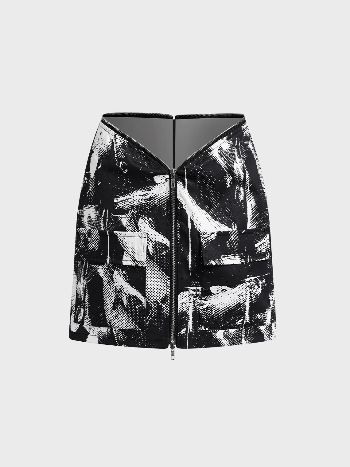 Street Black Zipper Bottom Skirt