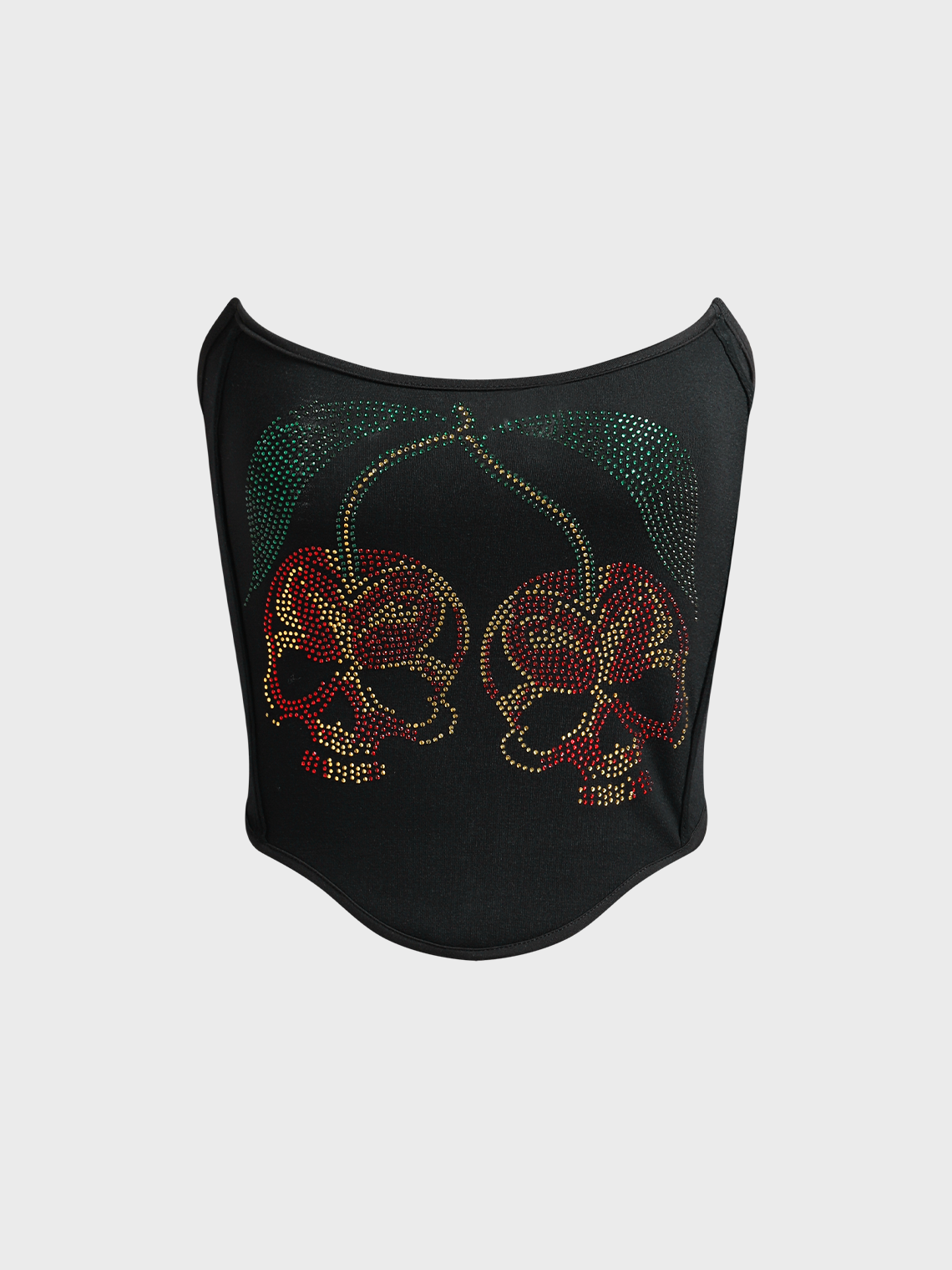 Street Black Hotfix rhinestone Skull Corset Top Women Top