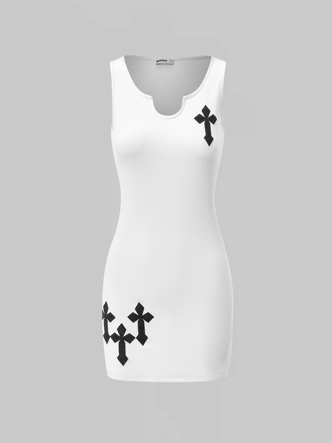 Y2K White Cross Pattern Dress Mini Dress