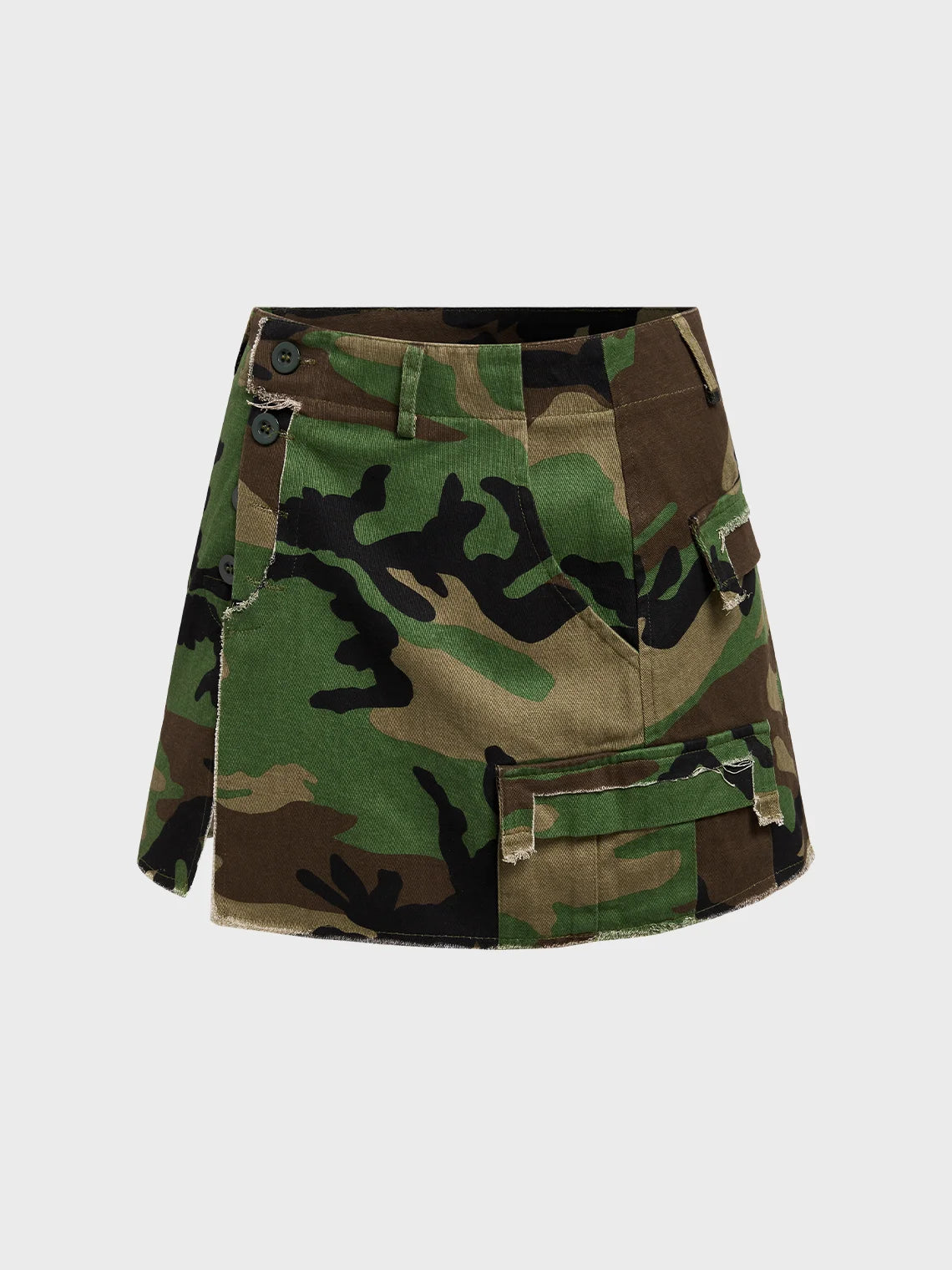 Street Green Camo Button Bottom Skirt