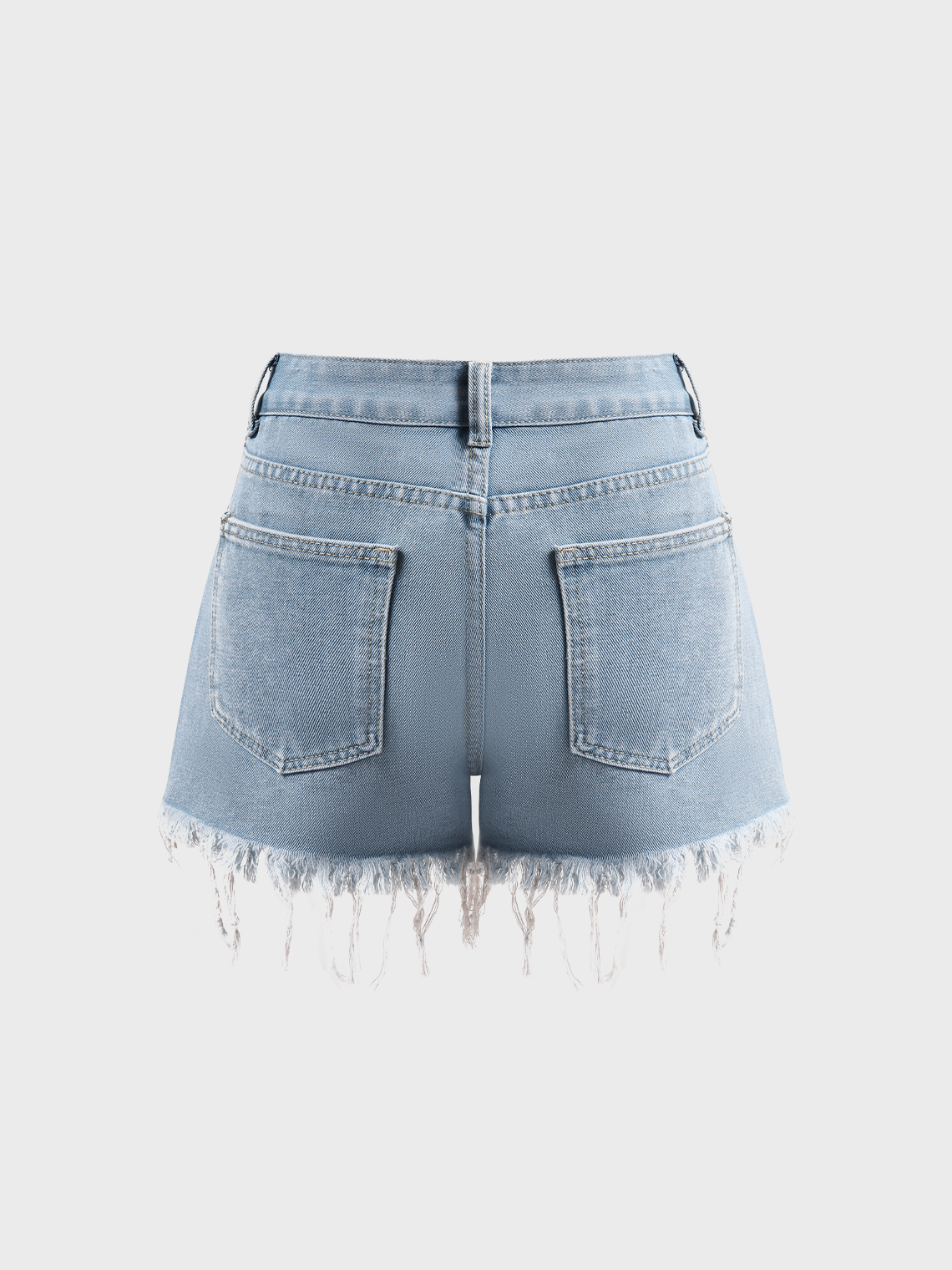 Raw Edge Denim Plain Shorts