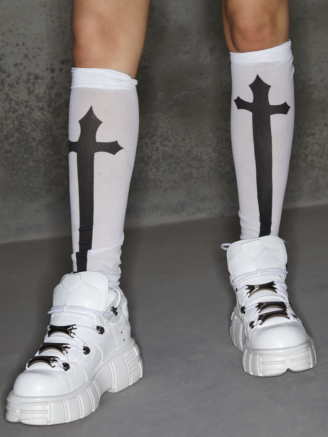 Punk White Accessory Socks