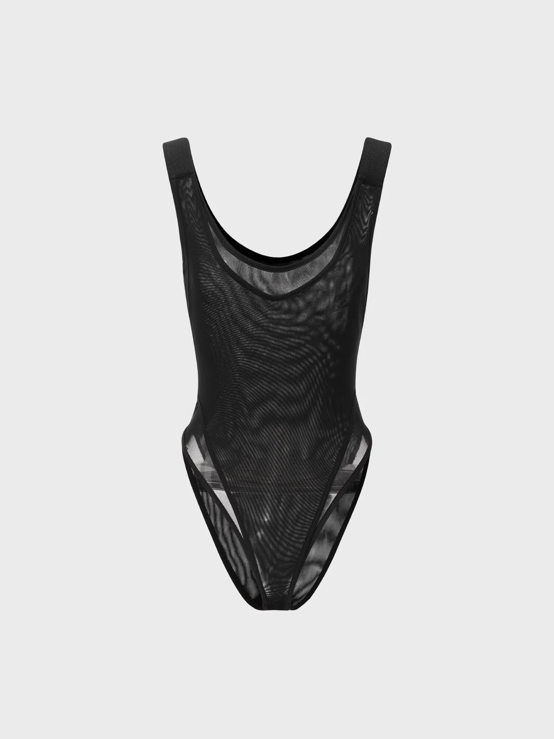 Y2K Black Mesh Double Layer Bodysuit