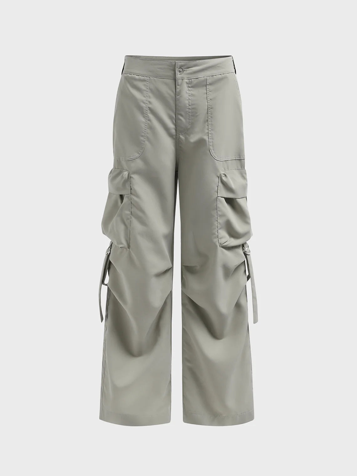 High Waist Plain Pocket Cargo Pants