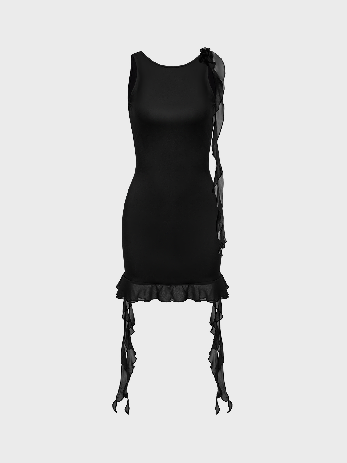 Y2k Black Ruffles Mesh Party Dress Mini Dress