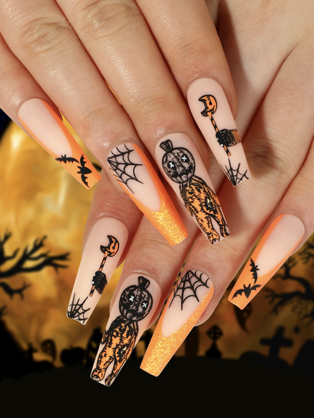 Halloween 24pcs Nails,With Glue