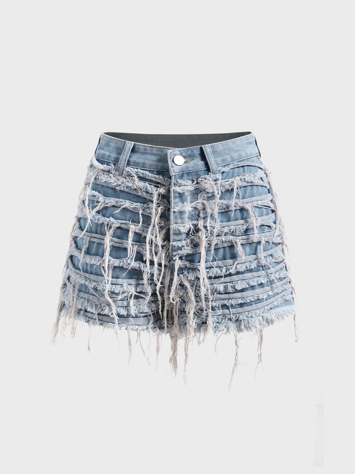 Raw Edge Denim Plain Shorts