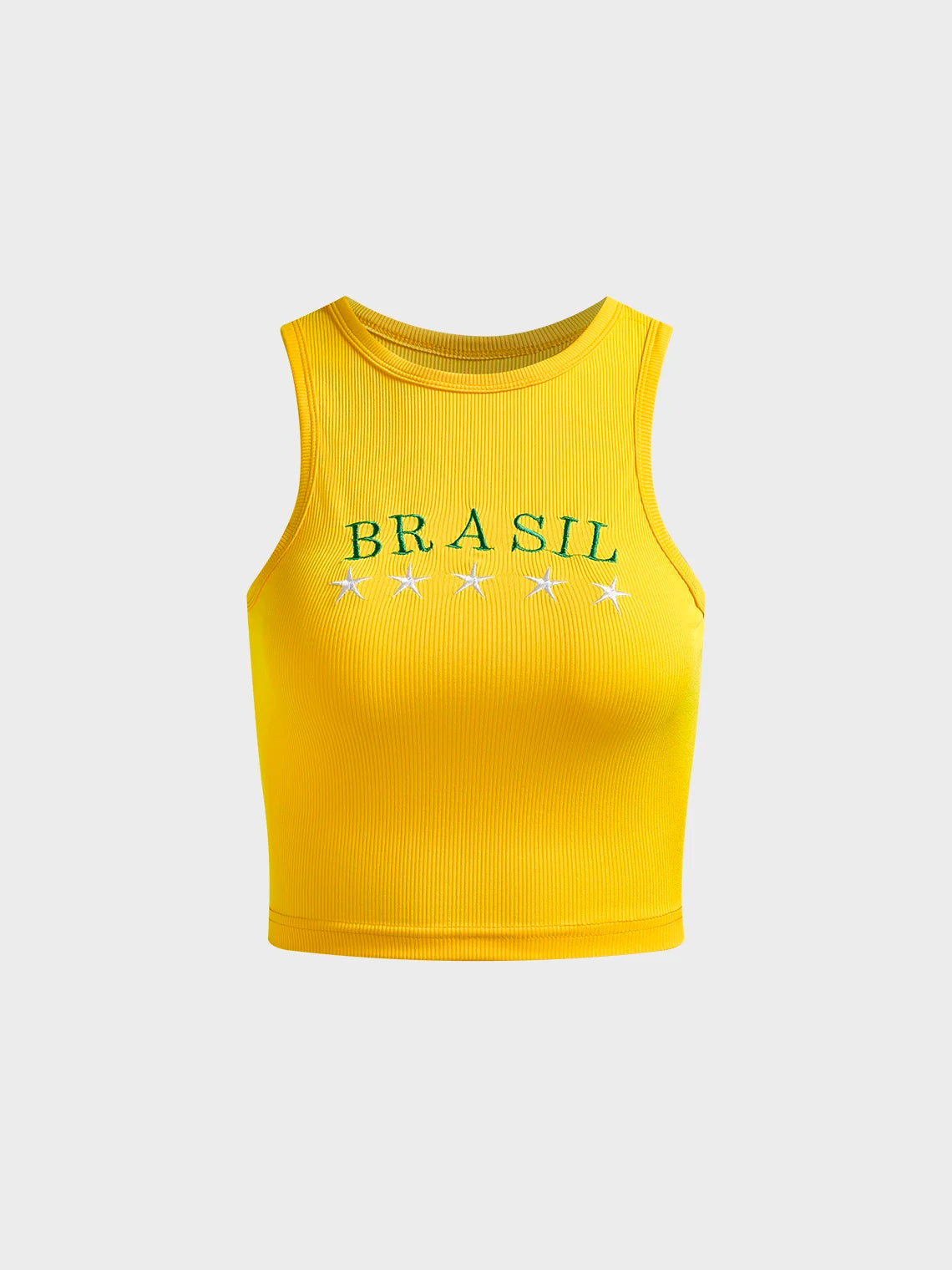 Brasil Crew Neck Text Letters Tank Top