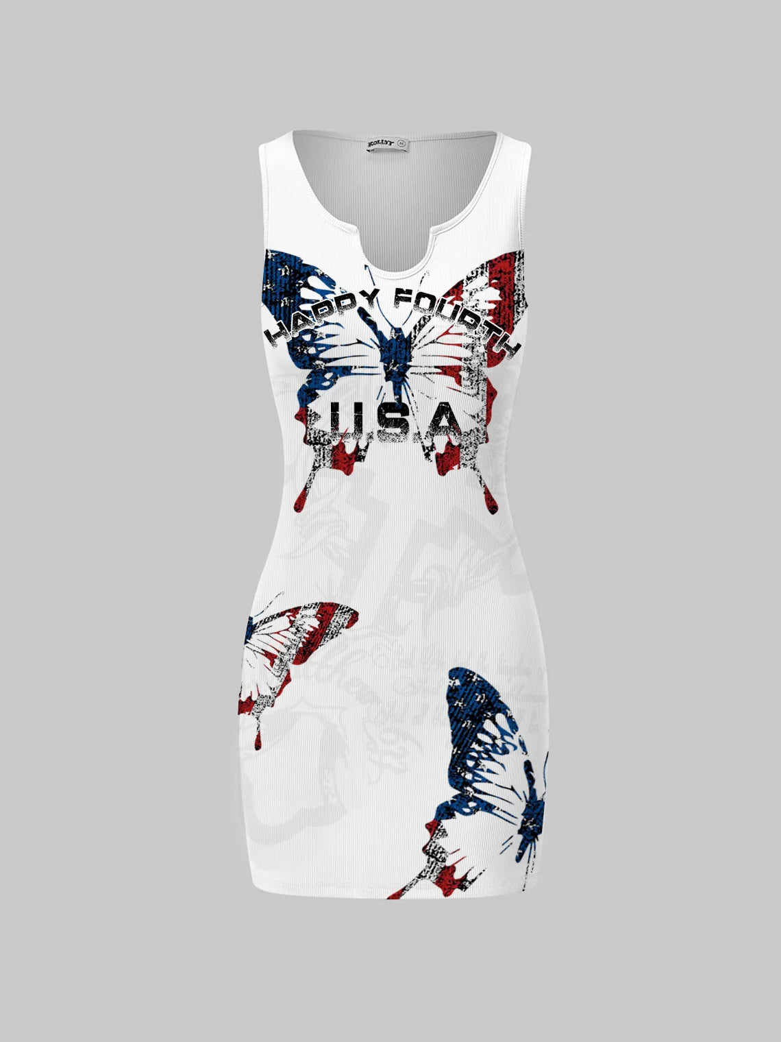 Y2k White Independence Day Holidays Butterfly Dress Mini Dress