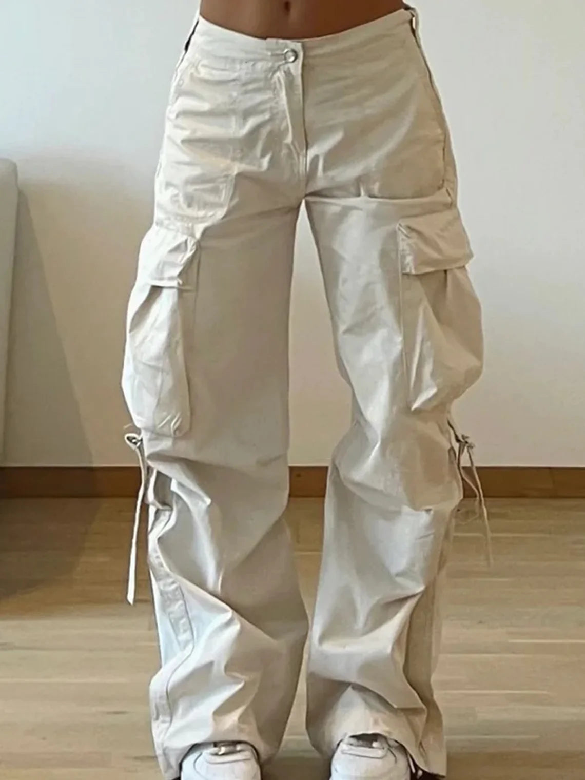 High Waist Plain Pocket Cargo Pants