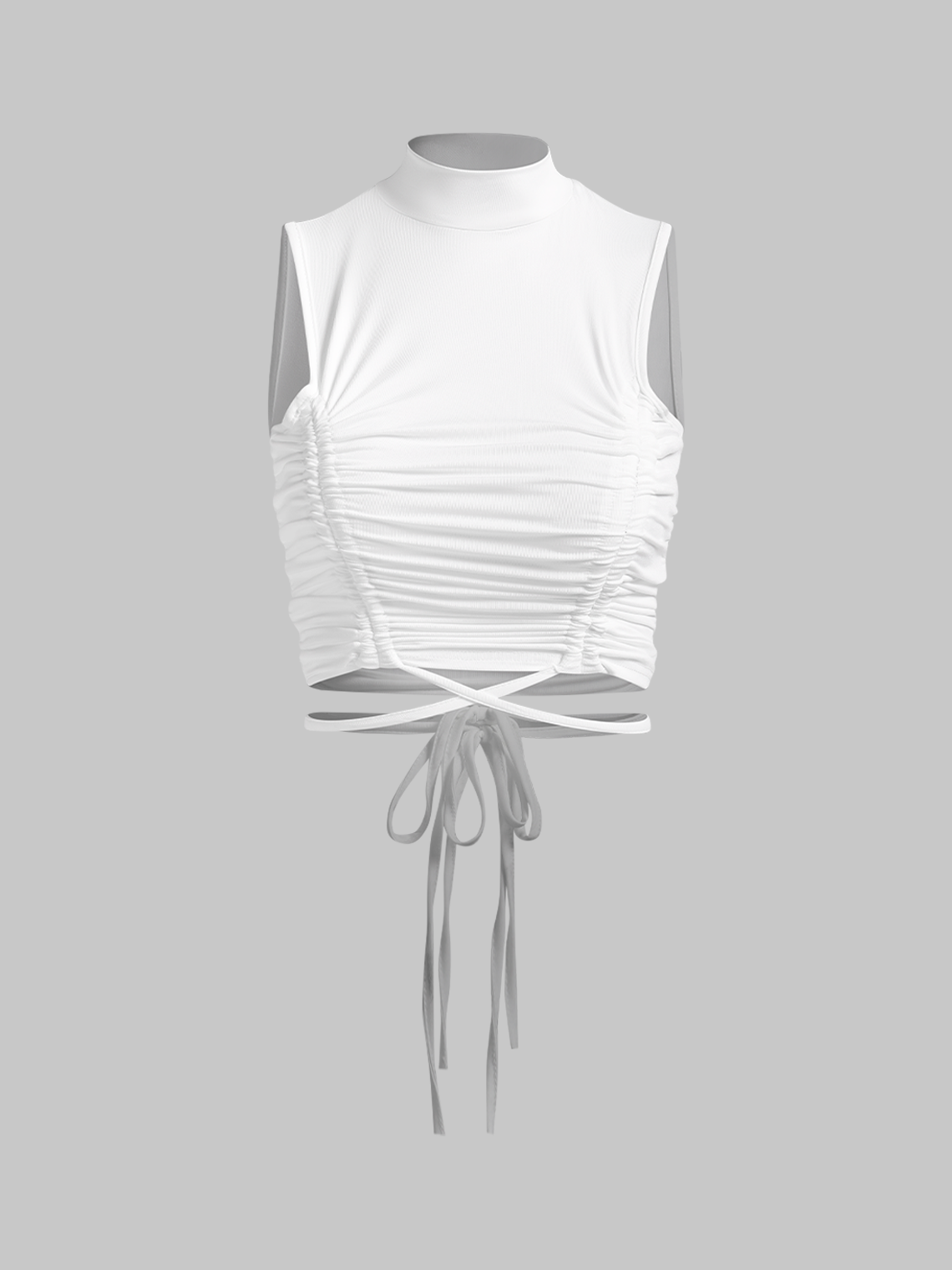 Y2k White Lace up Wrinkled Top Tank Top & Cami