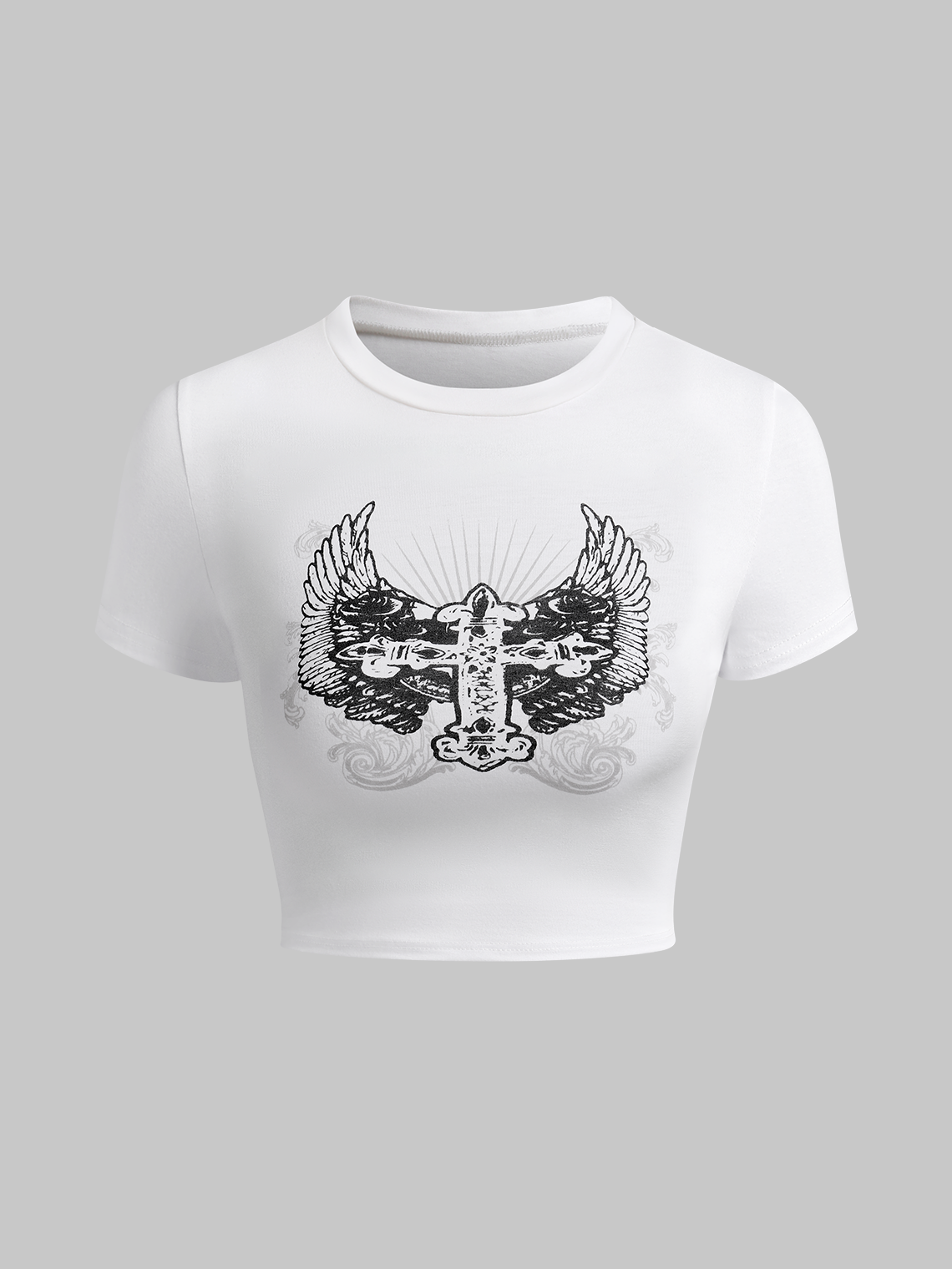 Y2k White Graphic Basic Top T-Shirt