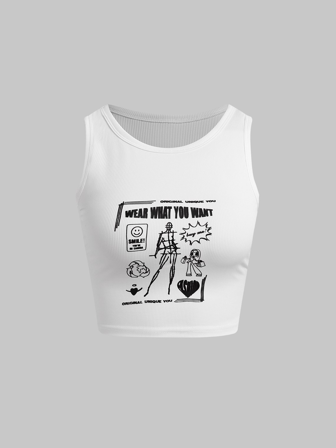 Y2k White Painting print Top Tank Top & Cami