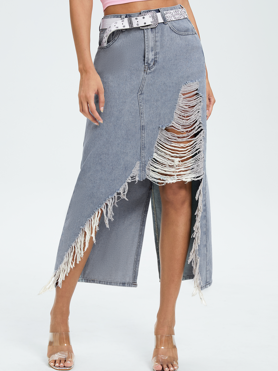 Street Blue Vintage Denim Bottom Skirt