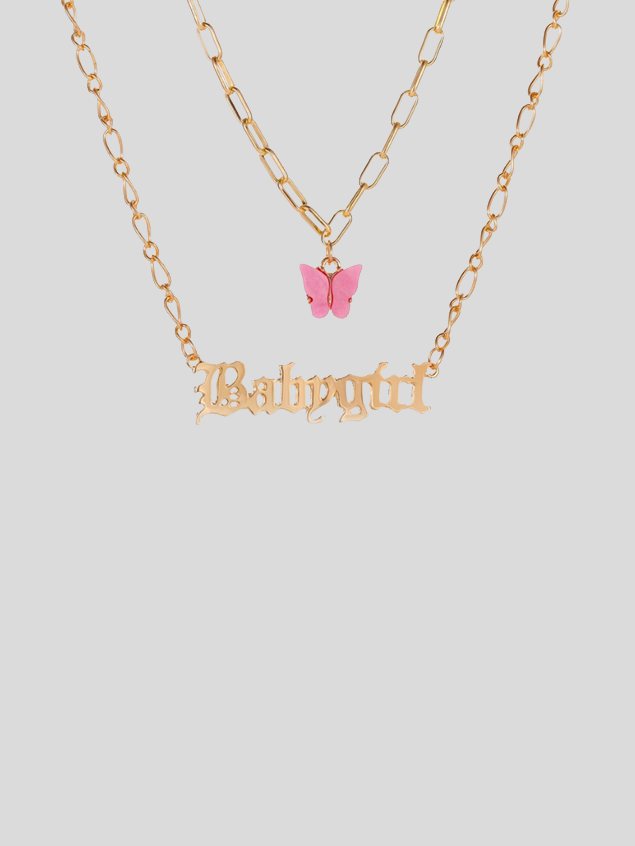 Metal Text Letters Necklace