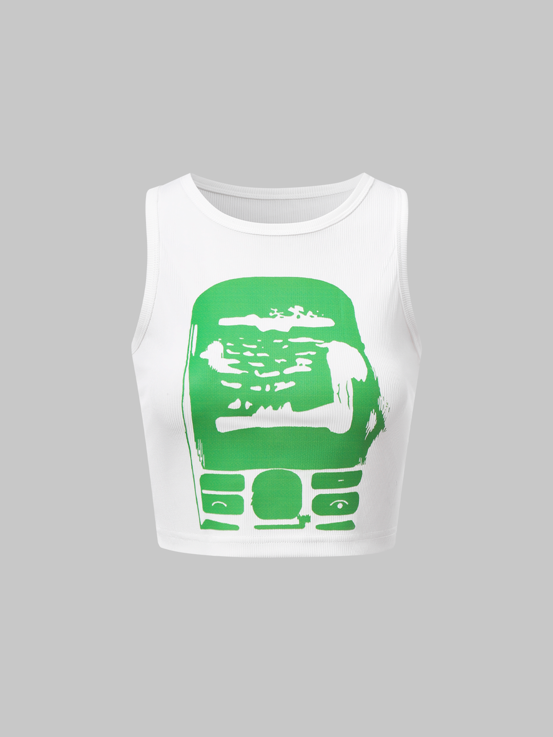 Street Green Phone Print Single Color Print Top Tank Top & Cami