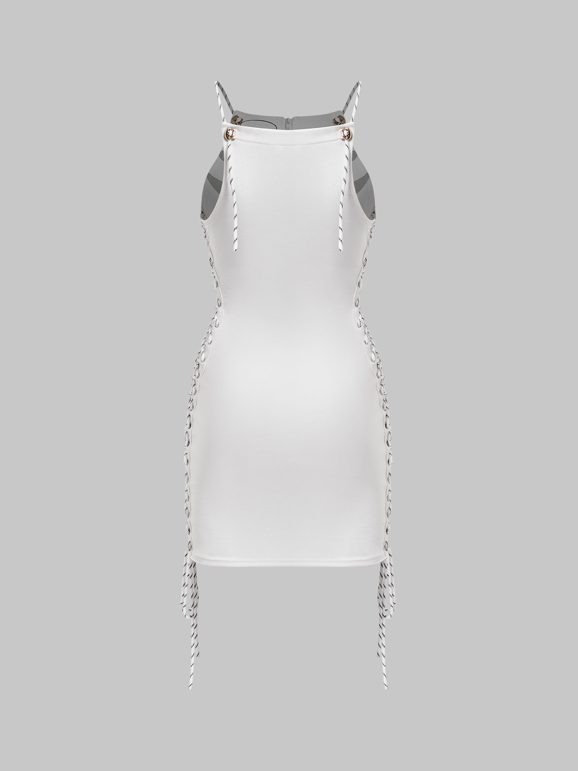 Edgy White Letter Cut Out Dress Mini Dress