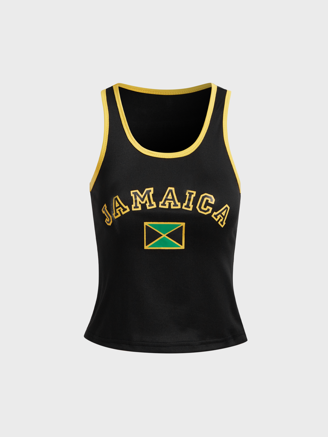 Jamaica Crew Neck Color Block Letters Tank Top