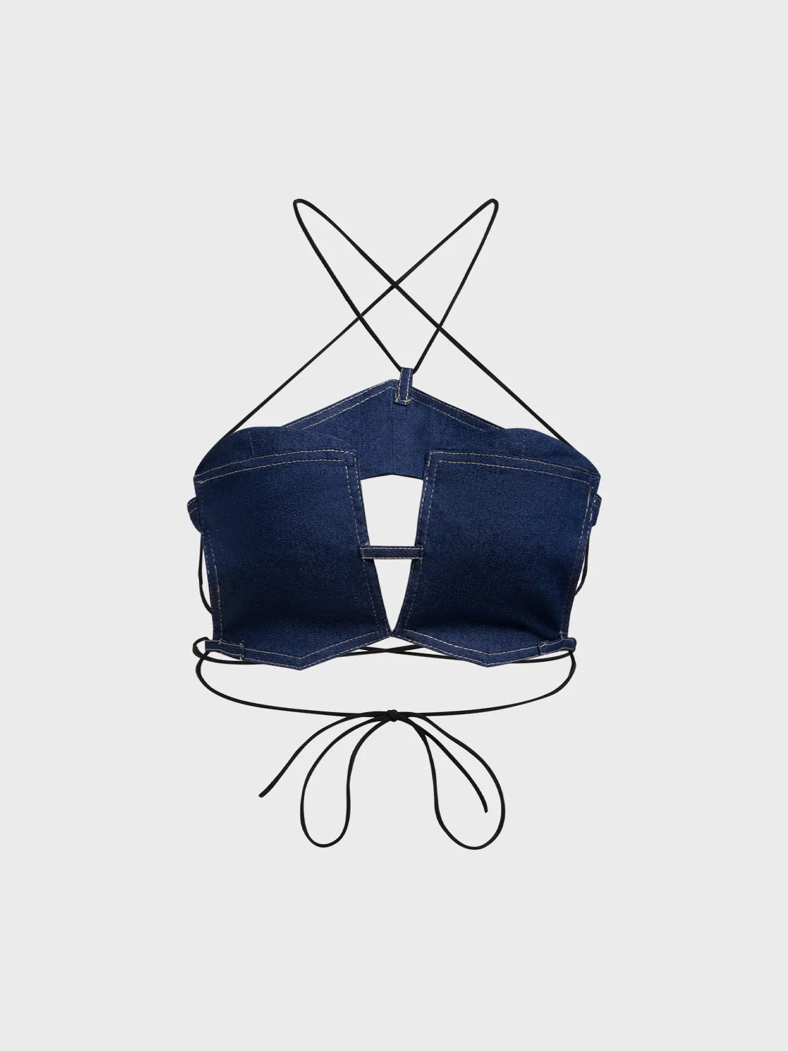 Y2k Blue Denim Backless Top Tank Top & Cami