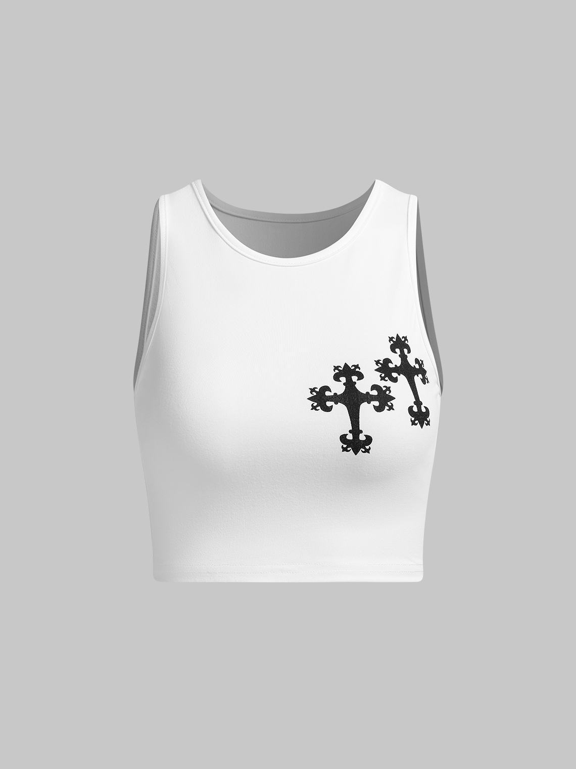 Street White Cross print Top Tank Top & Cami