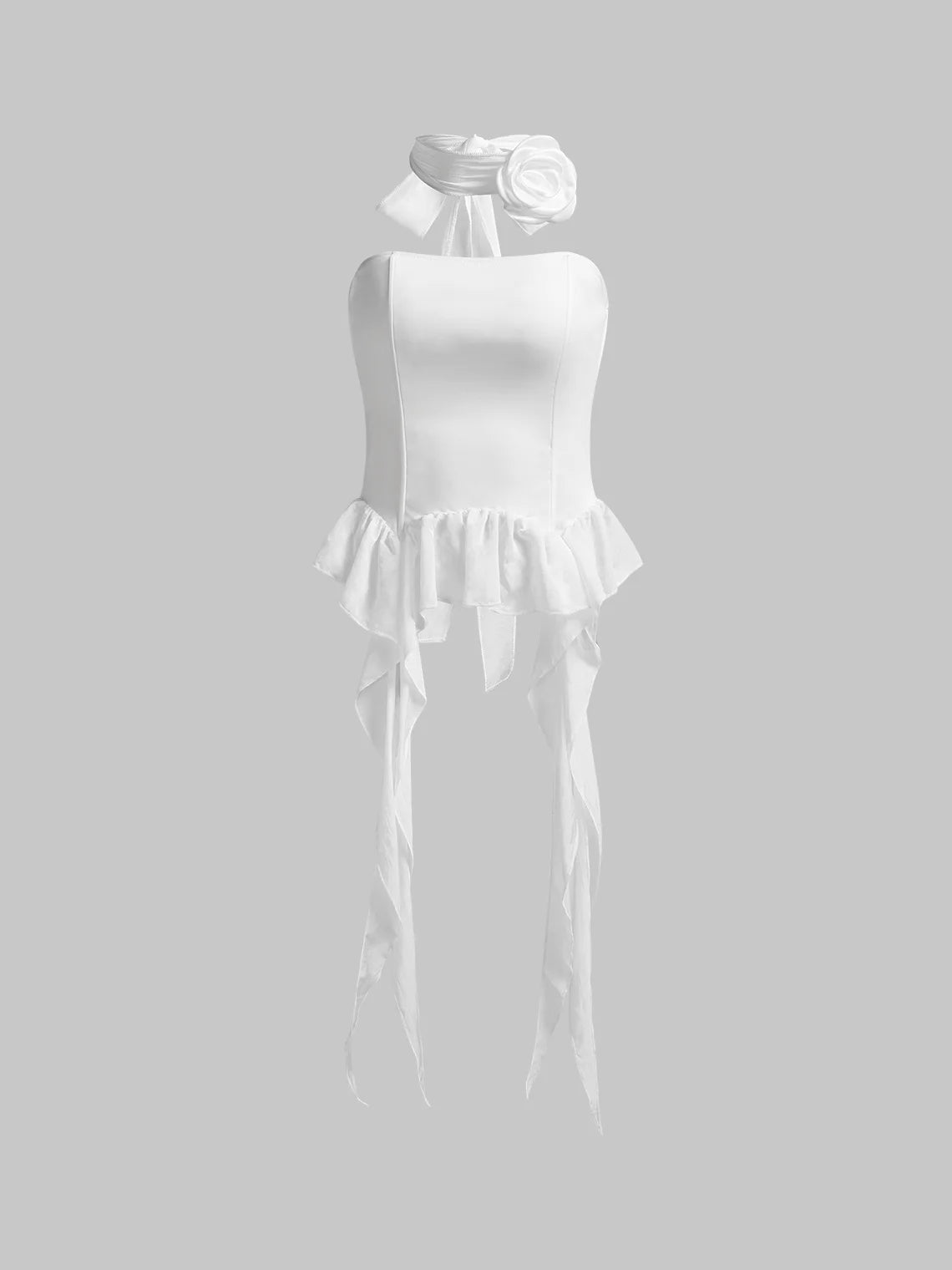 Y2k White Ruffles Party Top Women Top