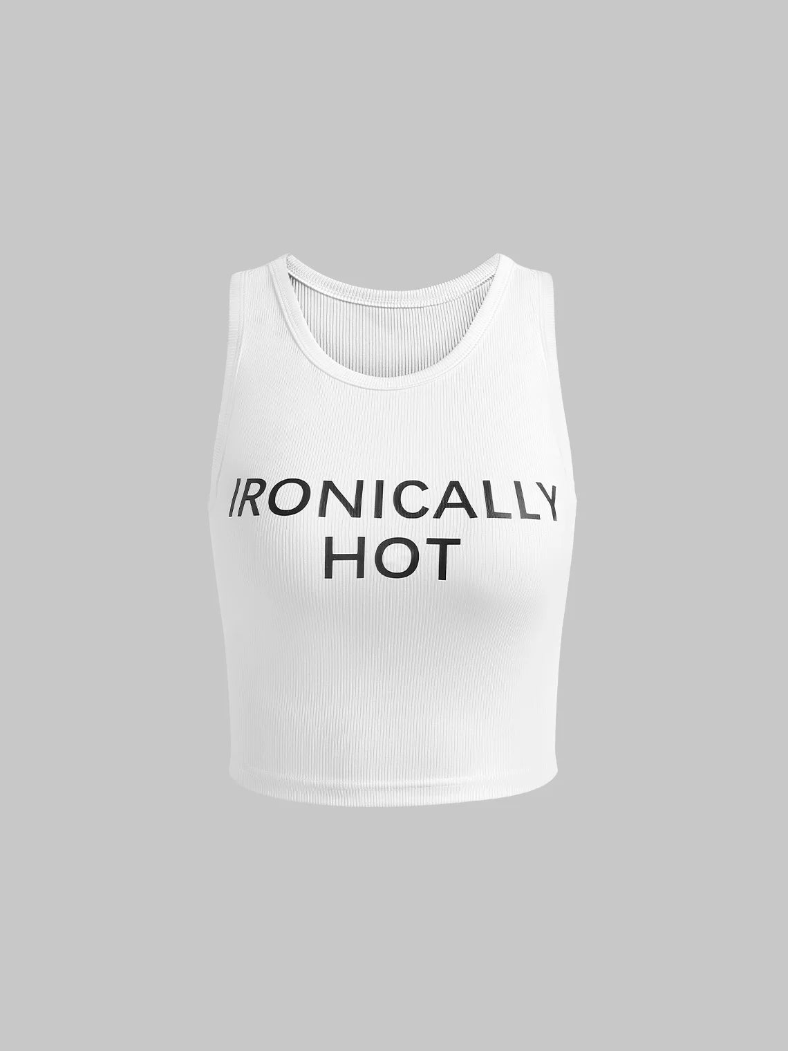 Basic Crew Neck Text Letters Tank Top