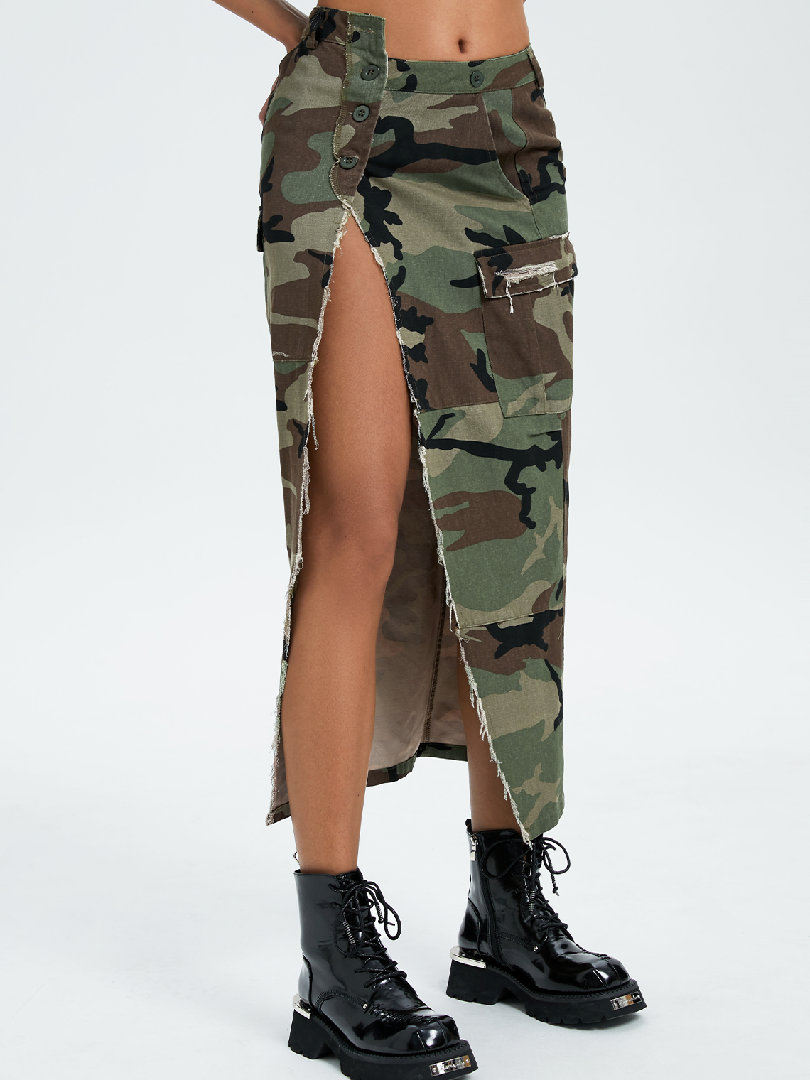 Street Army Green Slim Bottom Skirt