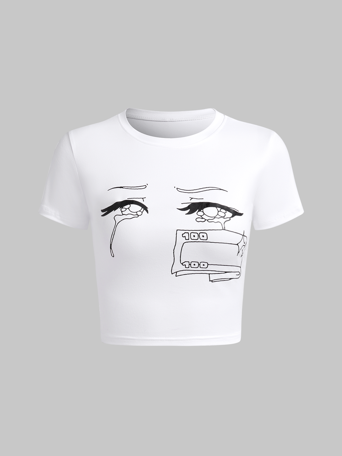 Y2k White Graphic Basic Top T-Shirt