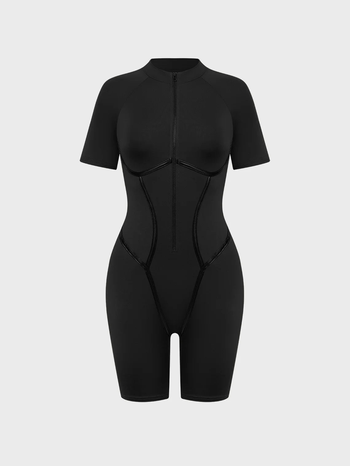 Activewear Half Turtleneck Human Body Short Sleeve Romper