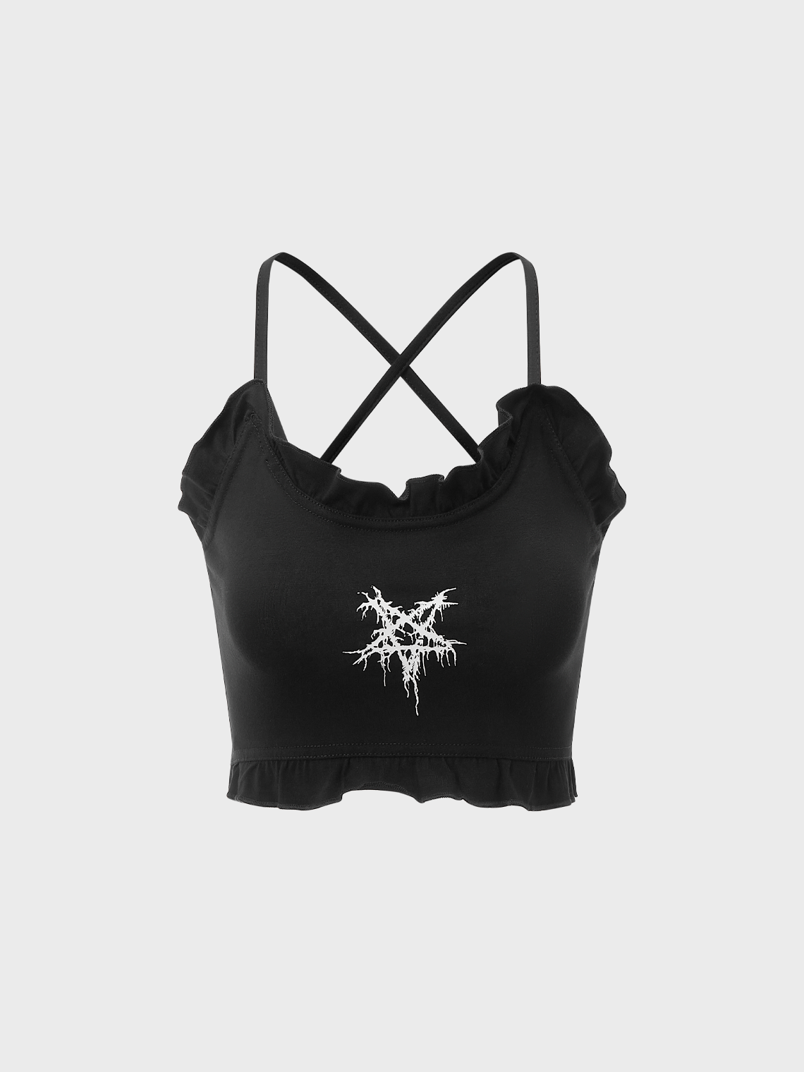 Punk Black Ruffles Star Halloween Top Tank Top & Cami