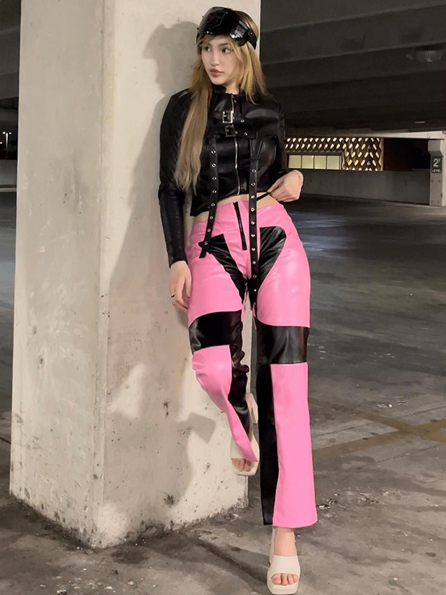 Street Pink Cut out Bottom Pants