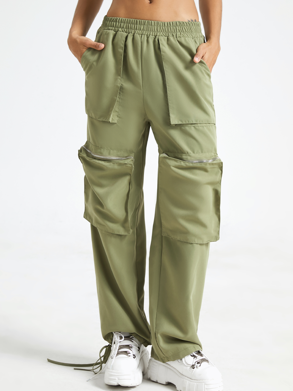 Pockets Plain Cargo Pants