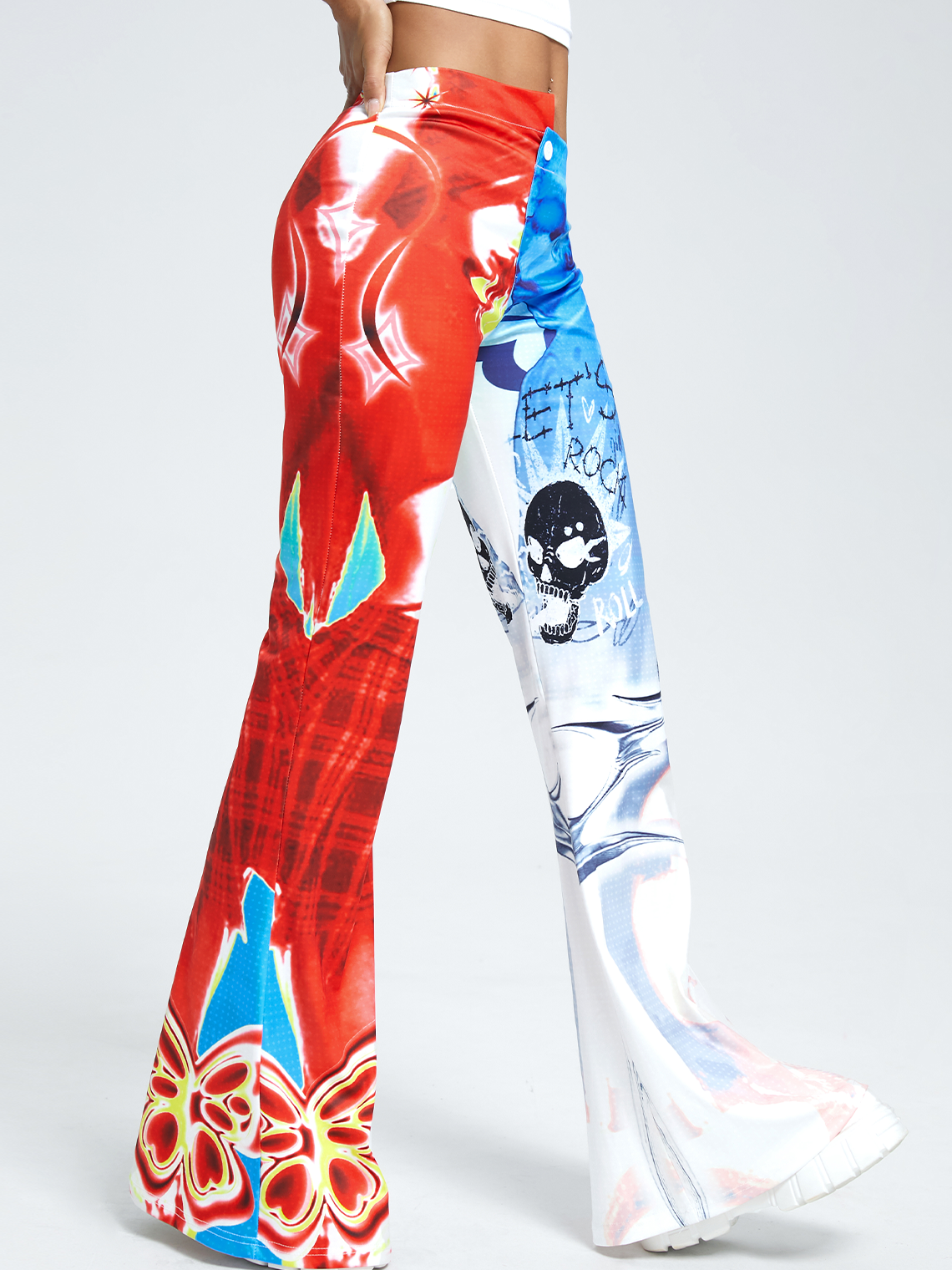 Edgy Multicolor Figure print Color block Bottom Pants