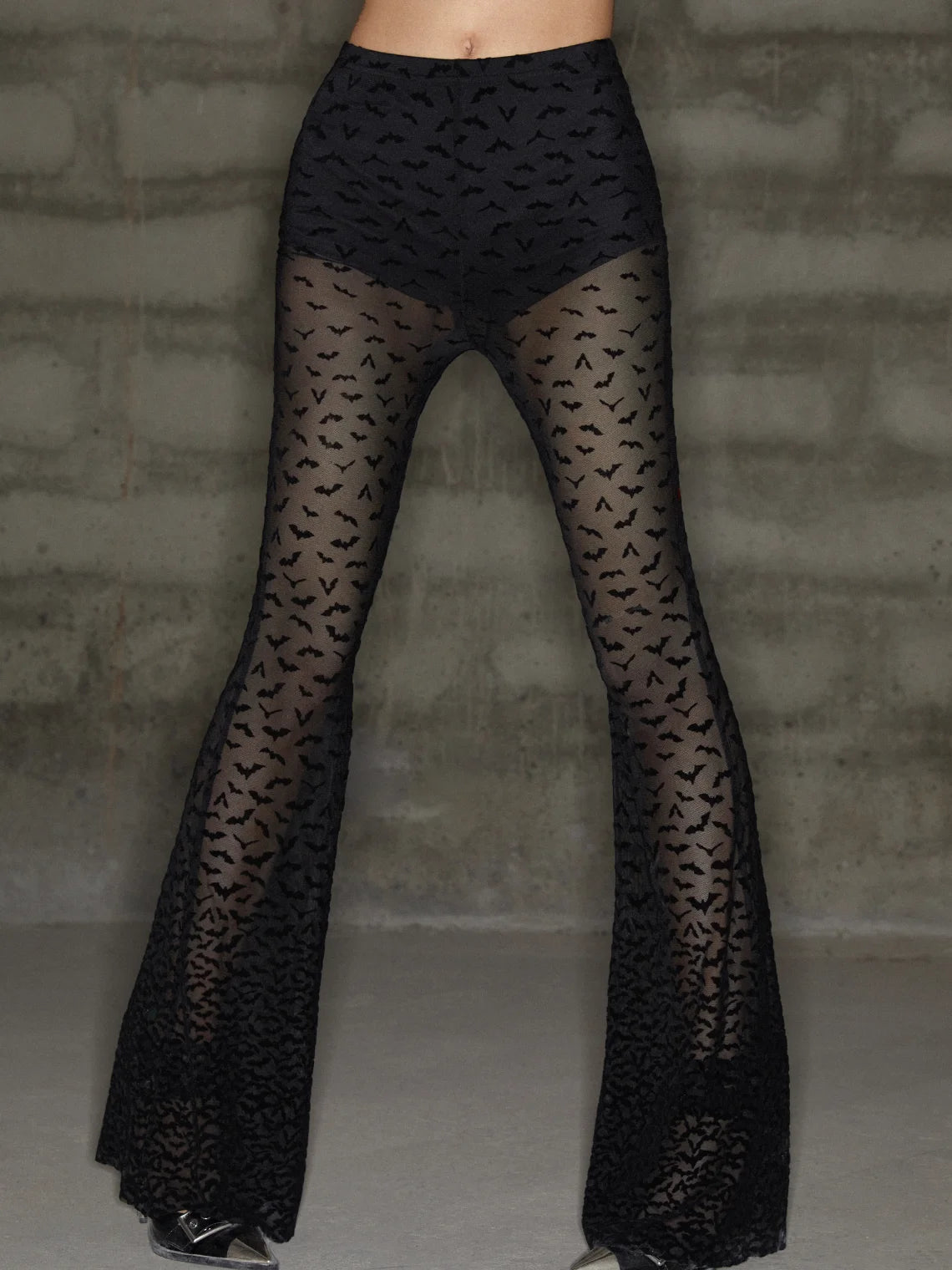 Punk Black Mesh Double Layer Halloween Bottom Pants