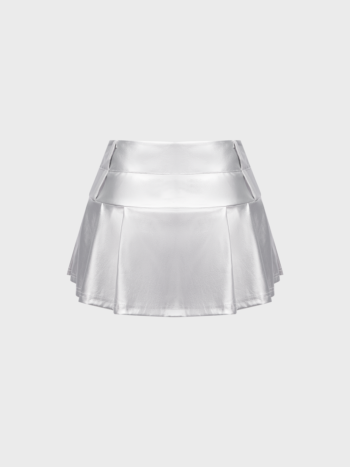 Sleated PU Plain Short Skirt