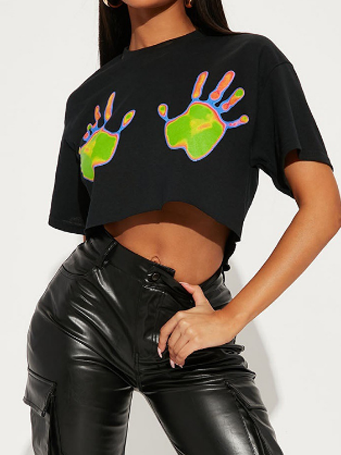 Edgy Black Graphic Hand painted Top T-Shirt