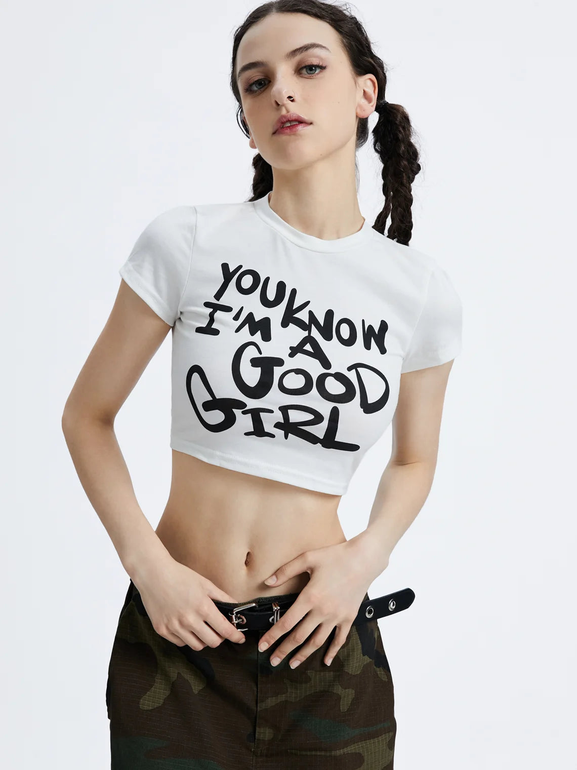 Y2k White Lext letters Basic Top T-Shirt