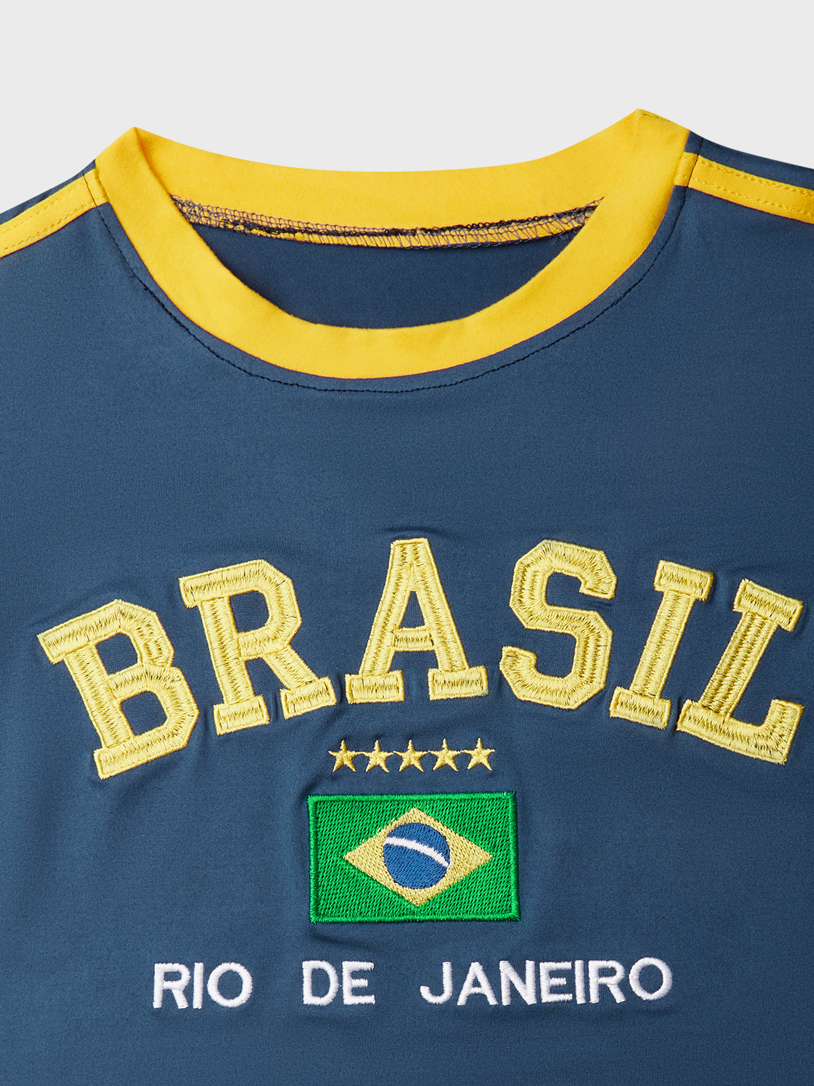 Brasil Crew Neck Color Block Short Sleeve T-Shirt