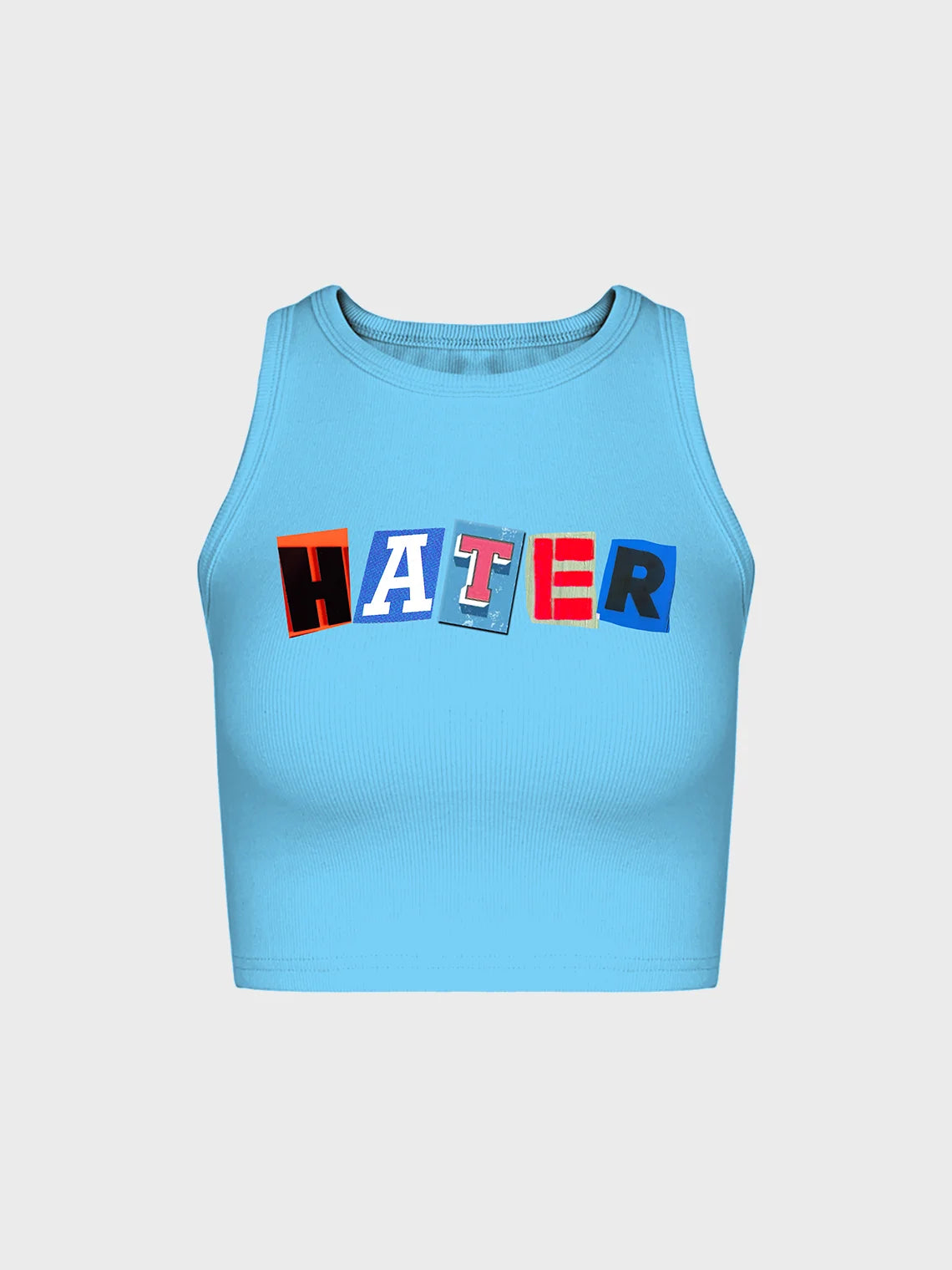 Y2K Blue Letter Sleeveless Top Tank Top & Cami