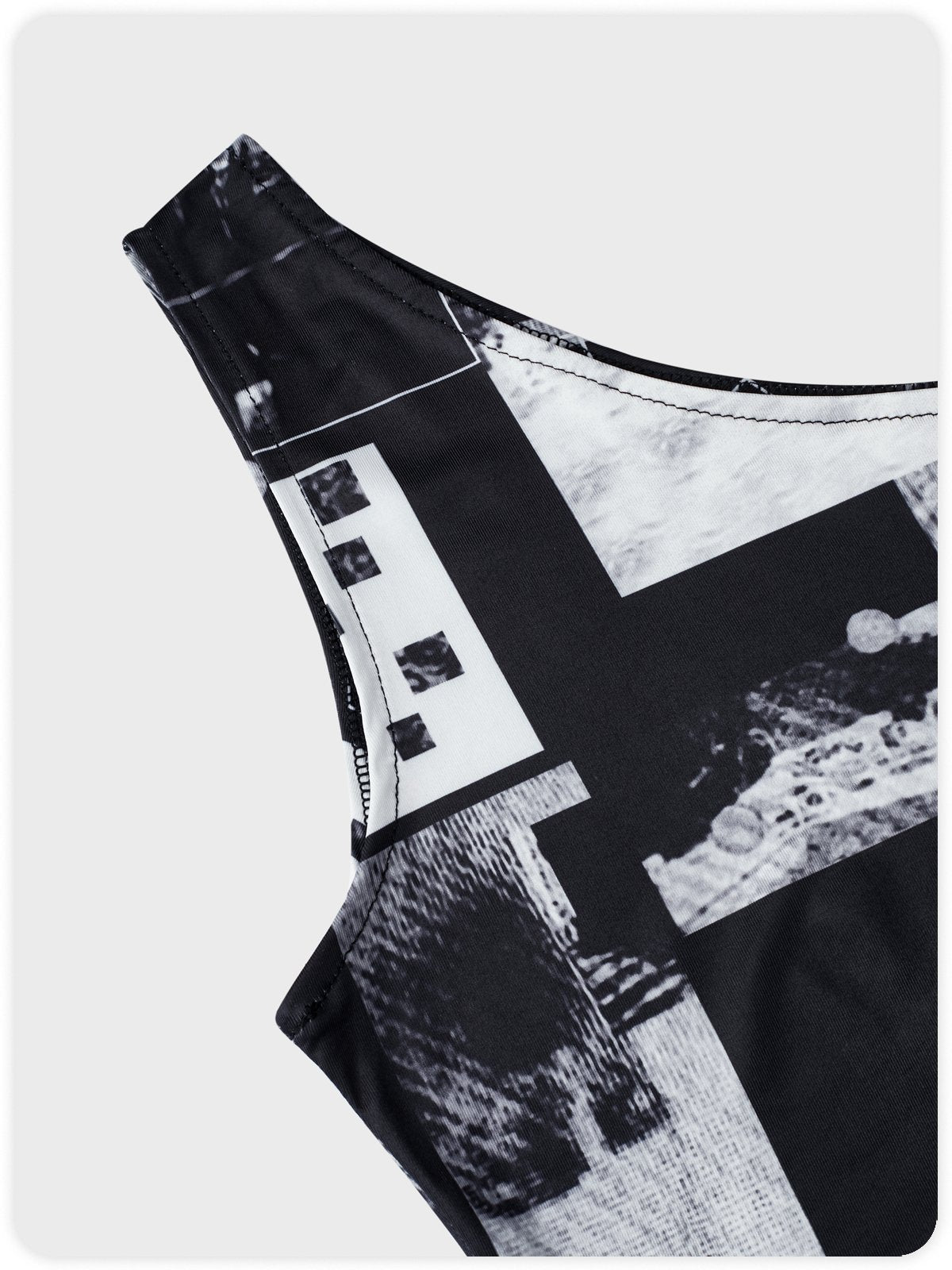 Y2K Black One Shoulder Abstract Slim Top Tank Top & Cami