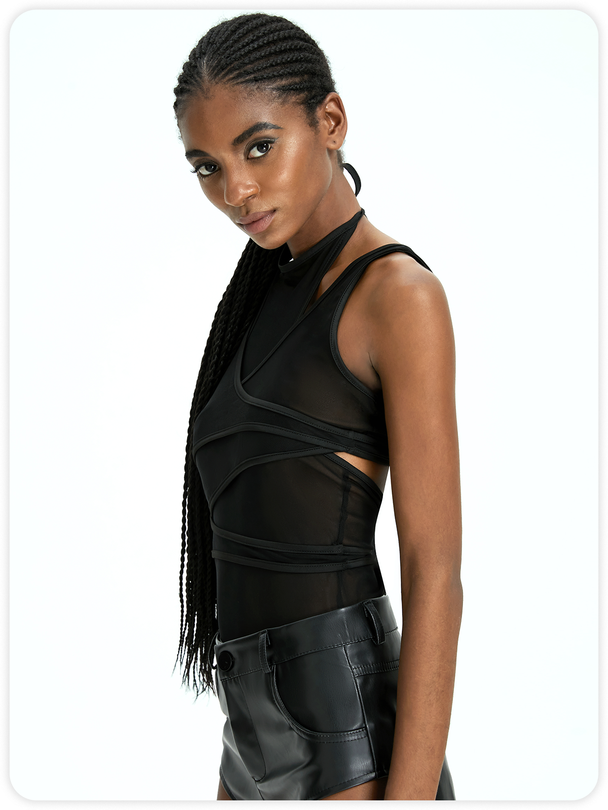 Street Black Multi way to wear Mesh Asymmetrical Bodysuit